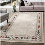 Modern Bordered 5X7 (Non-Slip) Low Profile Pile Rubber Backing Indoor Area Rug